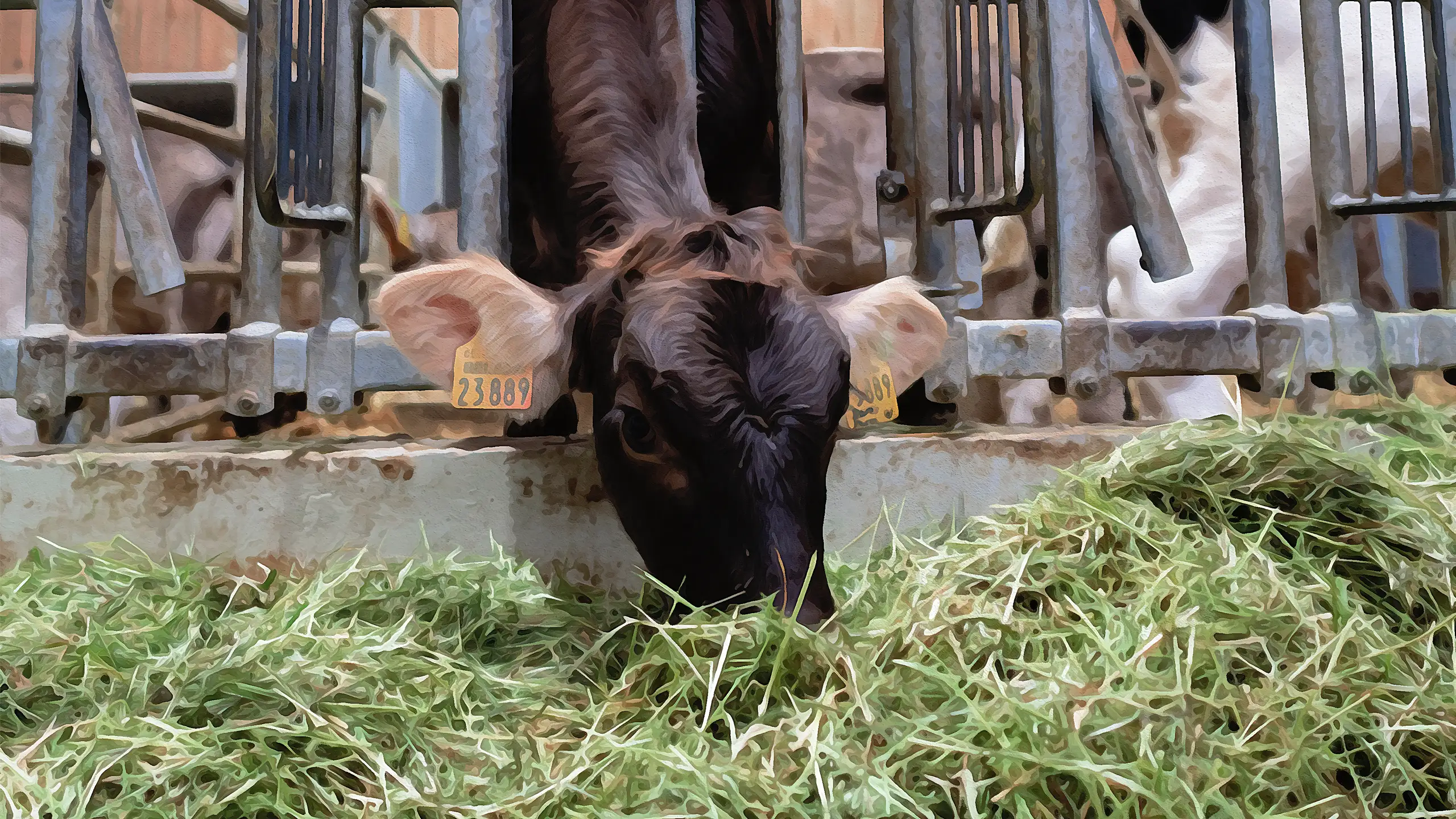 frisches-grass-mit-kalb kalb-mit-gruenfutter